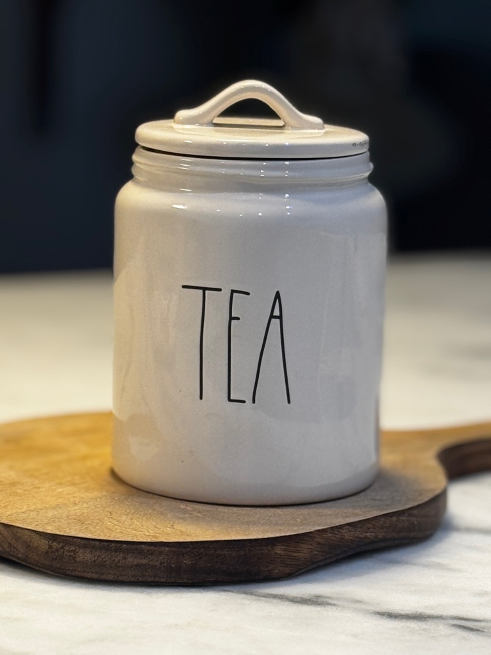 Rae Dunn Artisan Collection By Magenta TEA Canister W/ Lid Large Letters 8” Tall